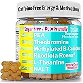 Rhodiola Rosea NALT N-Acetyl-L-Tyrosine Methylated Vitamin B Complex L-Theanine Gummies w P5P B6 5-MTHF B9 Folate Methyl B12 Methylcobalamin B3 Niacinamide, Supplement Powder Capsule Pill Supplements