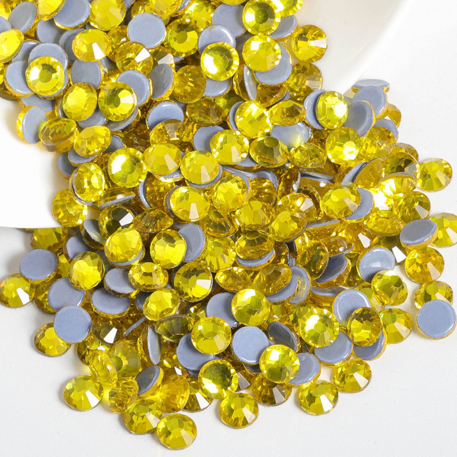 Beadsland Hotfix Rhinestones, 288pcs Flatback Crystal Rhinestones for Crafts Clothes DIY Decorations, Lemon Yellow, SS30, 6.3-6.5mm