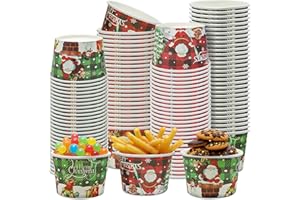 50 Pcs Christmas Snack Bowls Christmas Treat Snack Cups 9 oz Ice Cream Cups Red and Black Plaid Snack Paper Cups for Holiday 