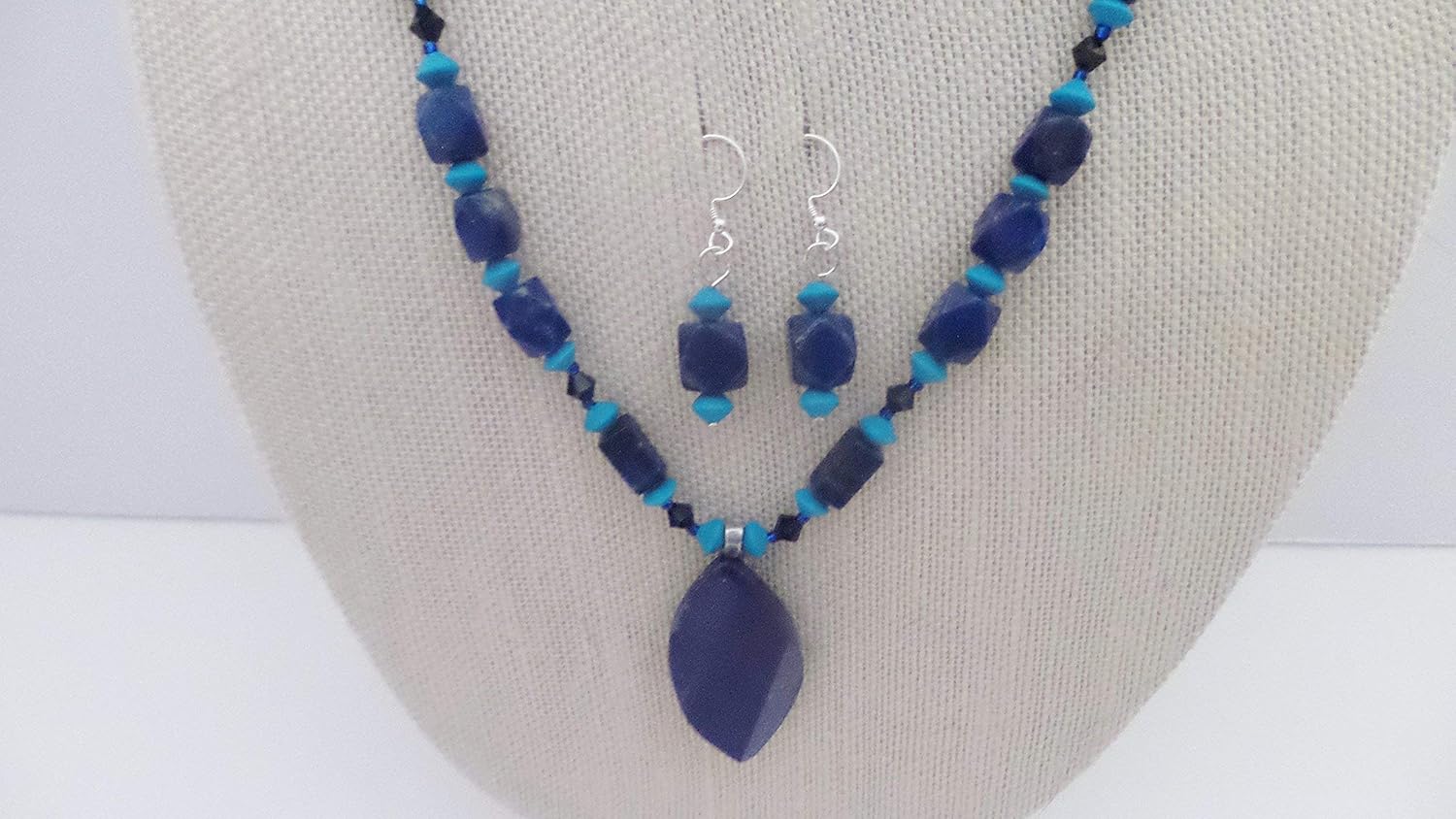 On Sale! Lapis Pendant Turquoise and Swarovski Necklace