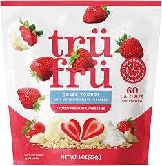 Tru Fru Frozen Strawberries in Greek Yogurt & Granola, 8 Ounce Bag | Real whole fruit snack; 70 calories per 1 oz serving; th