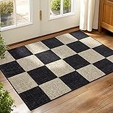 Washable Door Mat Indoor Entrance 2x3 Checkered Rug, Black and White Area Rug, Low Pile Lightweight Indoor Carpet with Non-Slip Backing for Bedroom Classroom Playroom Kids