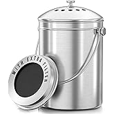KICHLY Compost Bin, Stainless Steel Bin for Kitchen Countertop, 1.3 Gallon Composting Bucket, Compost Pail with Lid, Includes