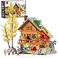 FUNWHOLE Mountain-Cabin House Lighting Building-Bricks Set - Friends Mountain House and Treehouse Collection LED Light Buildi