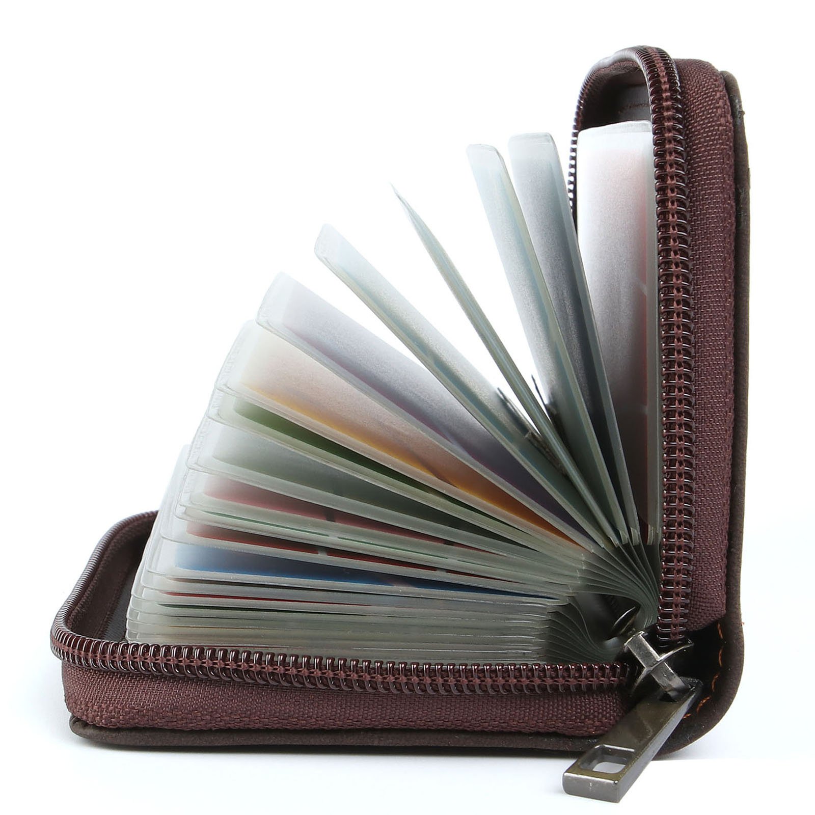 AirZyx Credit Card Holders Women Ladies Leather Credit Card Wallets for Women Ladies 26 Card Slots RFID Protector (Special Leather Brown)