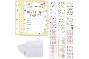 50pcs Birthday Party Invitations with Envelopes＆ Stickers Set, Kids Birthday Invitations Cards for Boys and Girls, 7 x 5inch