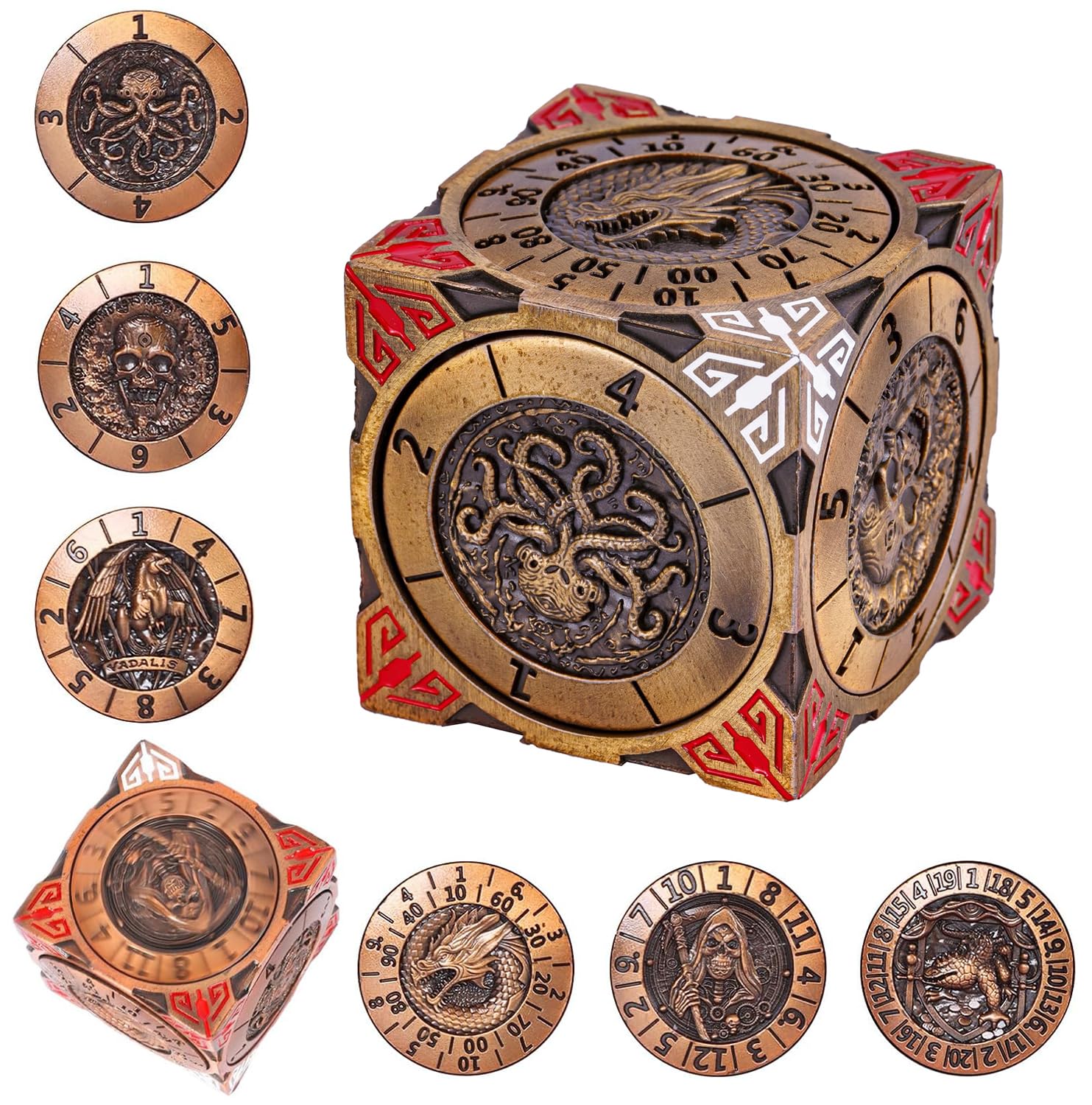 Cusdie 7-in-1 Spinner Dice Set – Unique Metal D&D Dice Set with Gift Box for Role Play Game Gifts