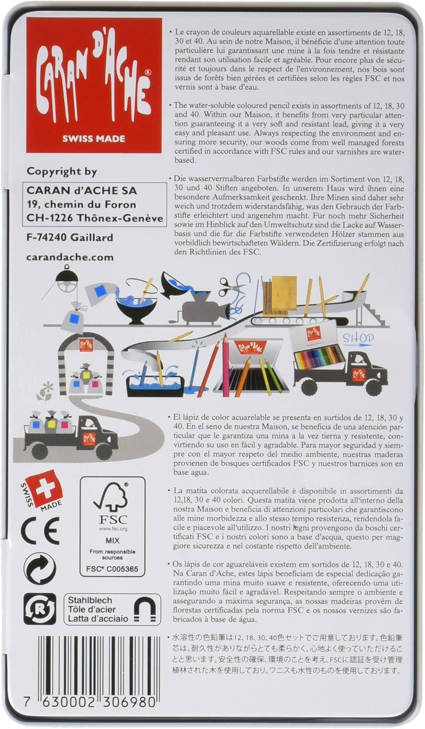 Caran Dache Fancolor Color Pencils 12 Colors