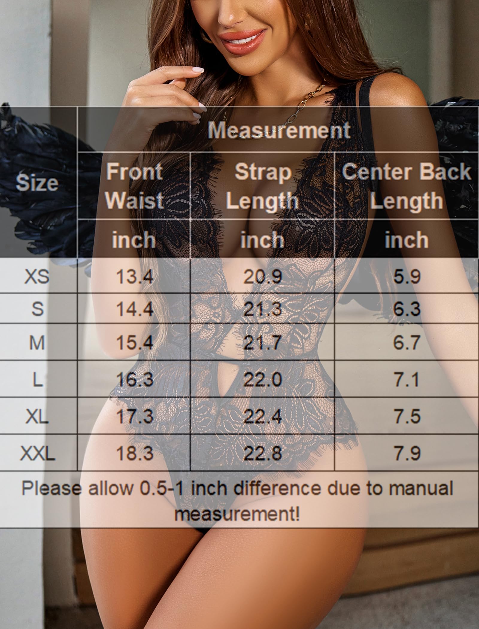 Avidlove Women One Piece Lingerie Lace Bodysuit Deep V Teddy Mini Babydoll