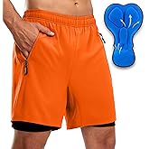 Bikewa Men's Mountain Bike Shorts 3D Padded Loose-fit Riding Biking Cycling Bicycle Biker Shorts for Men Zipper Pockets