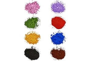 Pifito Oxide Pigment Colorants Sampler - 8 Beautiful Colors for Soap Making Supplies (.25 oz ea) - Red, Blue, Yellow, Pink, Green, Brown, Black, Violet - Bath Bombs Coloring Powder