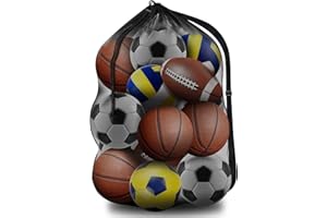 BROTOU Extra Large Sports Ball Bag Mesh, Basketball Bags Team Balls, Adjustable Shoulder Strap, Team Work Ball Bags for Holdi