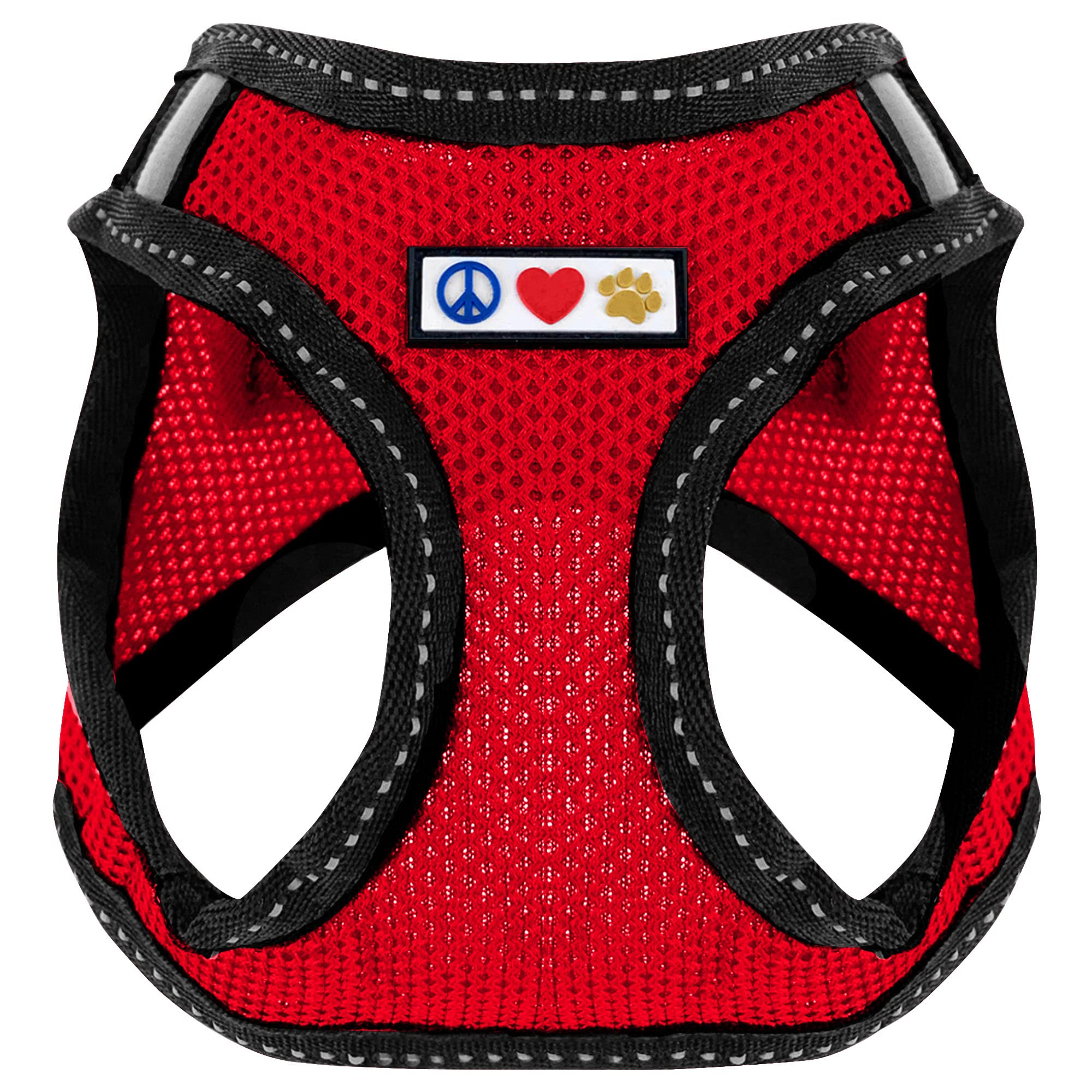 Pawtitas Pet Reflective Mesh Dog Harness, Step in or Vest Harness, Comfort Training Walking of Your Puppy/Dog XL Extra Large Red Dog Harness