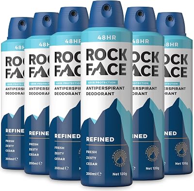 Rockface Refined Sandalwood Cedar Antiperspirant 200ml Spray 6 Pack