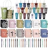 AmazingSpark 24 Sets Church Gifts Bulk for Women Mother Bible Verses Cups with Straws Cups Lids and Notebooks Pens Handbags for Church Bible Verse Valentines Inspirational Gifts