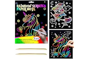 BAOXUE Scratch Art for Kids, Rainbow Scratch Paper Art Set, Scratch Coloring Book,Arts and Crafts for Kids Ages 4-8 Girls Boys,Christmas Crafts,Stocking Stuffers for Kids