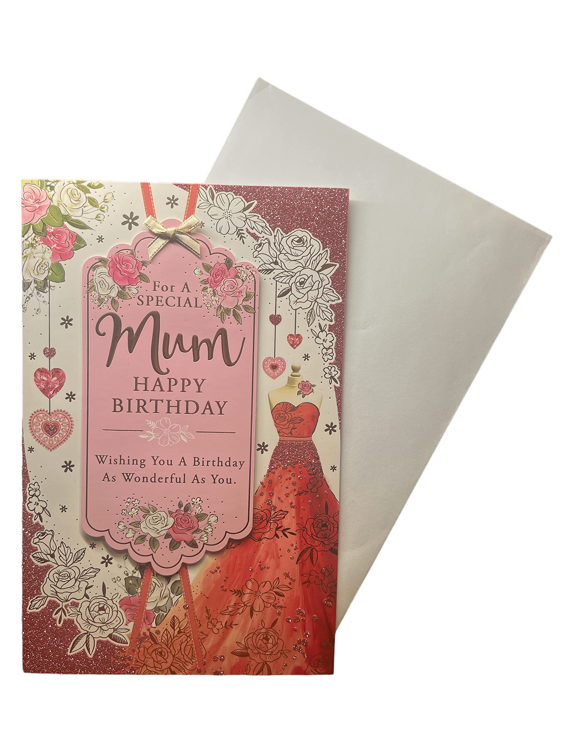 Sensations / Xpress Yourself Express Yourself Birthday Card for Mum - 3D Effect on Cover and 8 Page Insert - Envelope Included - Flowers and Dress Design,30 x 19.5 cm