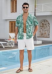 HISDERN Hawaiian Shirt for Men Short Sleeve Button