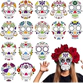 Janmercy 15/30 Pcs Day of The Dead Felt Masks Halloween | Dia De Los Muertos Party Costume Accessories, Mexican Skull Masks, Halloween Costume cosplay Decor, Classroom Gift favors