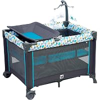 Portable Playard,Sturdy Play Yard with Comfortable Mattress and Changing Station (Blue&Green)