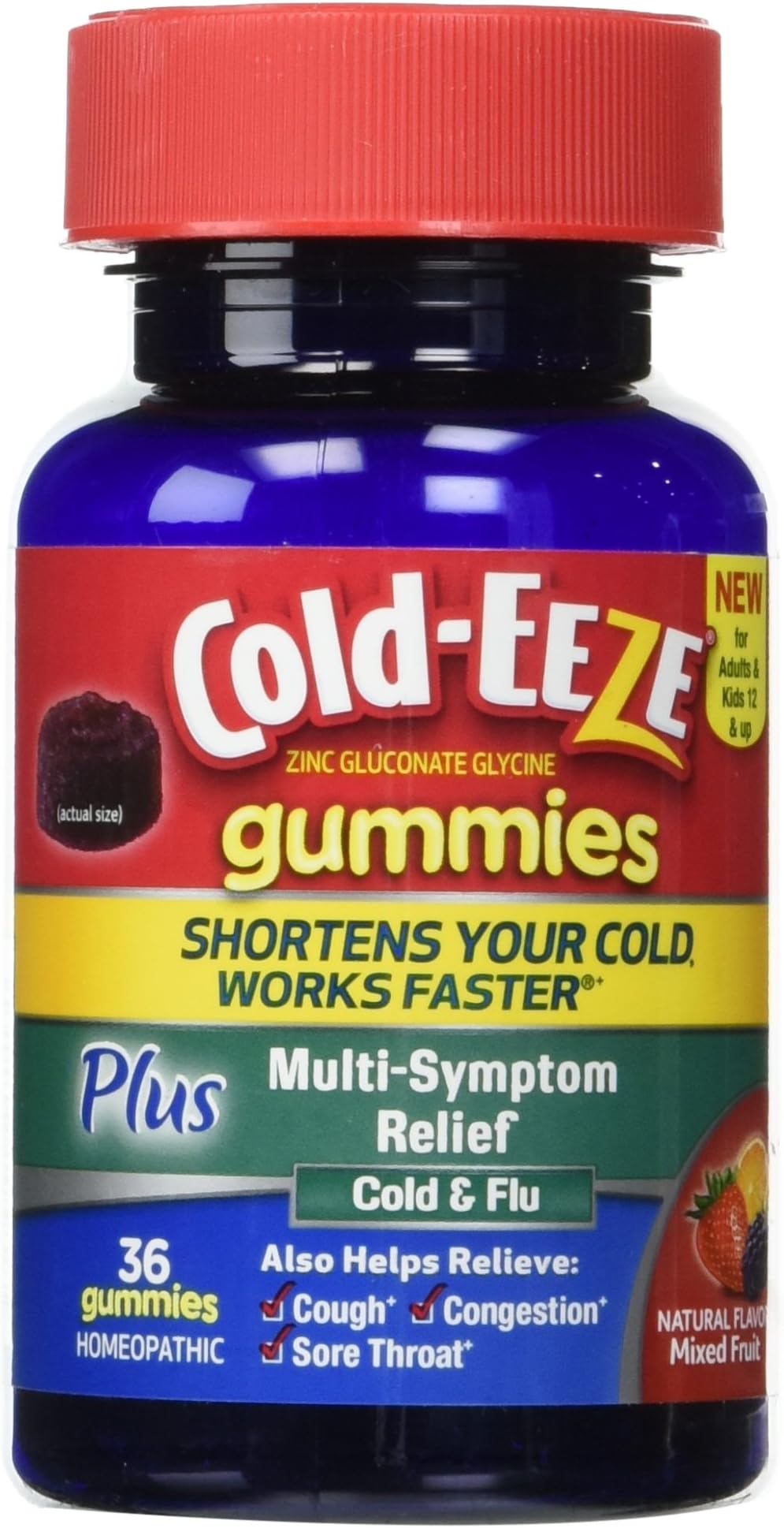 Cold-EEZE Cold Remedy Plus Multi-Symptom Relief Gummies Mixed Fruit, 36 Count