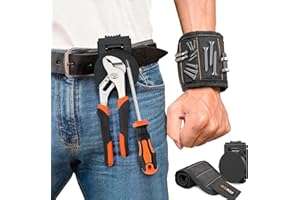 ARTIPOLY Magnetic Tool Holder Kit - Strong Clip-On Belt Magnet Holster & Magnetic Wristband for Screws, Nails, Hammer, Sockets, Pliers, Screw Driver, Trowel, Drill Bit, Wrench, or Any Magnetic Tools