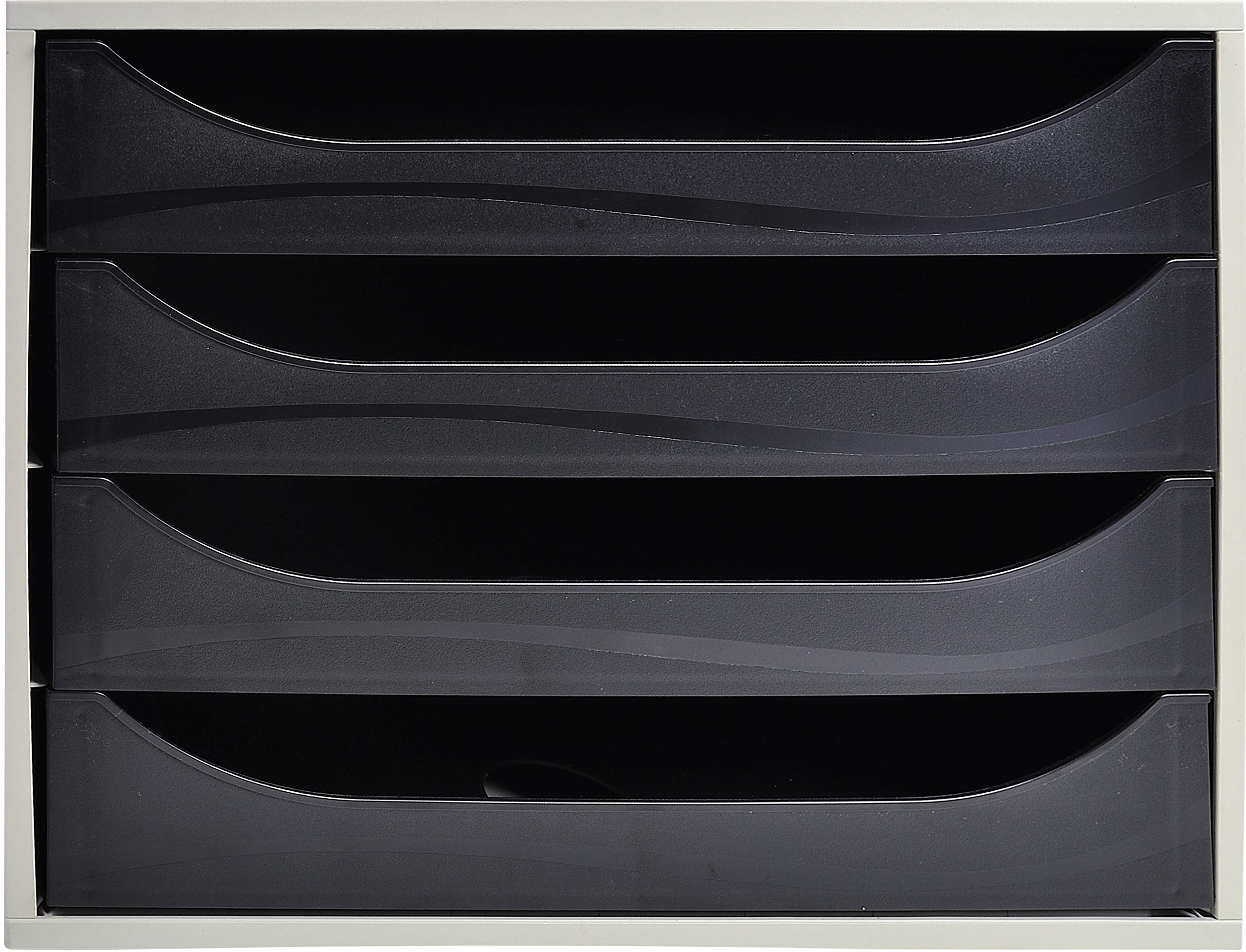 Exacompta - Ref 2286014D - EcoBox Drawer Set - 248 x 284 x 234mm in Size, 4 Drawers, Suitable for A4+ Documents, Stackable, Safety Stop Feature - Black — image 1