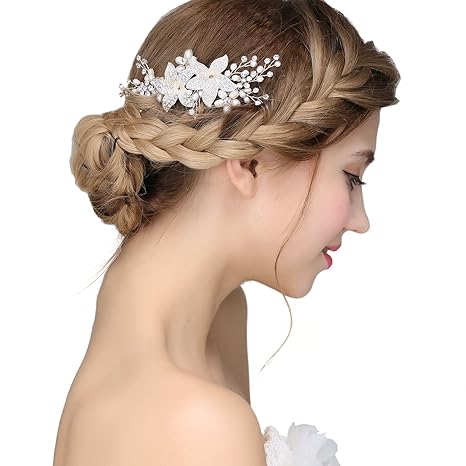 Buy Nymph Code Bridal Pearls Hair Flower Clear Crystal Decor Side