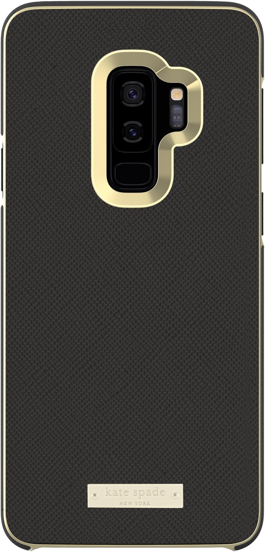 kate spade new york Wrap Case for Samsung Galaxy S9+ - Black Saffiano Black / Gold Logo Plate