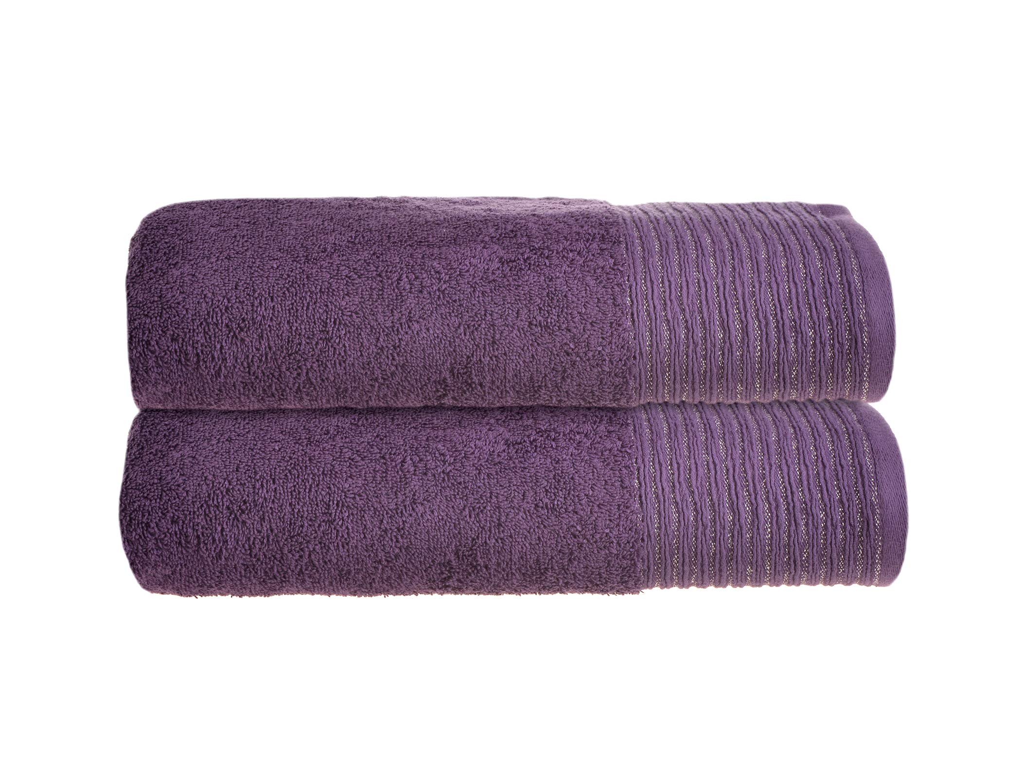 Allure Bath Fashions Set of Two Sparkle Luxury Bath Towels, Shimmering Metallic Edge, Supersoft 100% Combed Cotton, Made in Turkey, 70cm x 130cm, 550gsm - Fully Guaranteed.