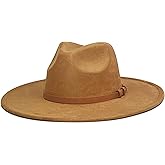 FLUFFY SENSE. Big Wide Brim Fedora Hat for Women - Nashville Outfits Western Hats Women's Felt Panama Rancher Hat