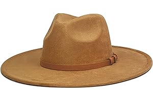 FLUFFY SENSE. Big Wide Brim Fedora Hat for Women - Nashville Outfits Western Hats Women's Felt Panama Rancher Hat