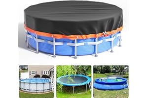 GORISPI 14Ft Round Pool Cover - Solar Covers for Above Ground Pools, Oxford Fabric Pool Covers for Above Ground Pools with Winch and Cable, Waterproof and Dustproof Swimming Pool Cover