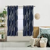 Deconovo Blackout Curtains 66x72 Navy Gold Wave 2 Panels Thermal Insulated view 2