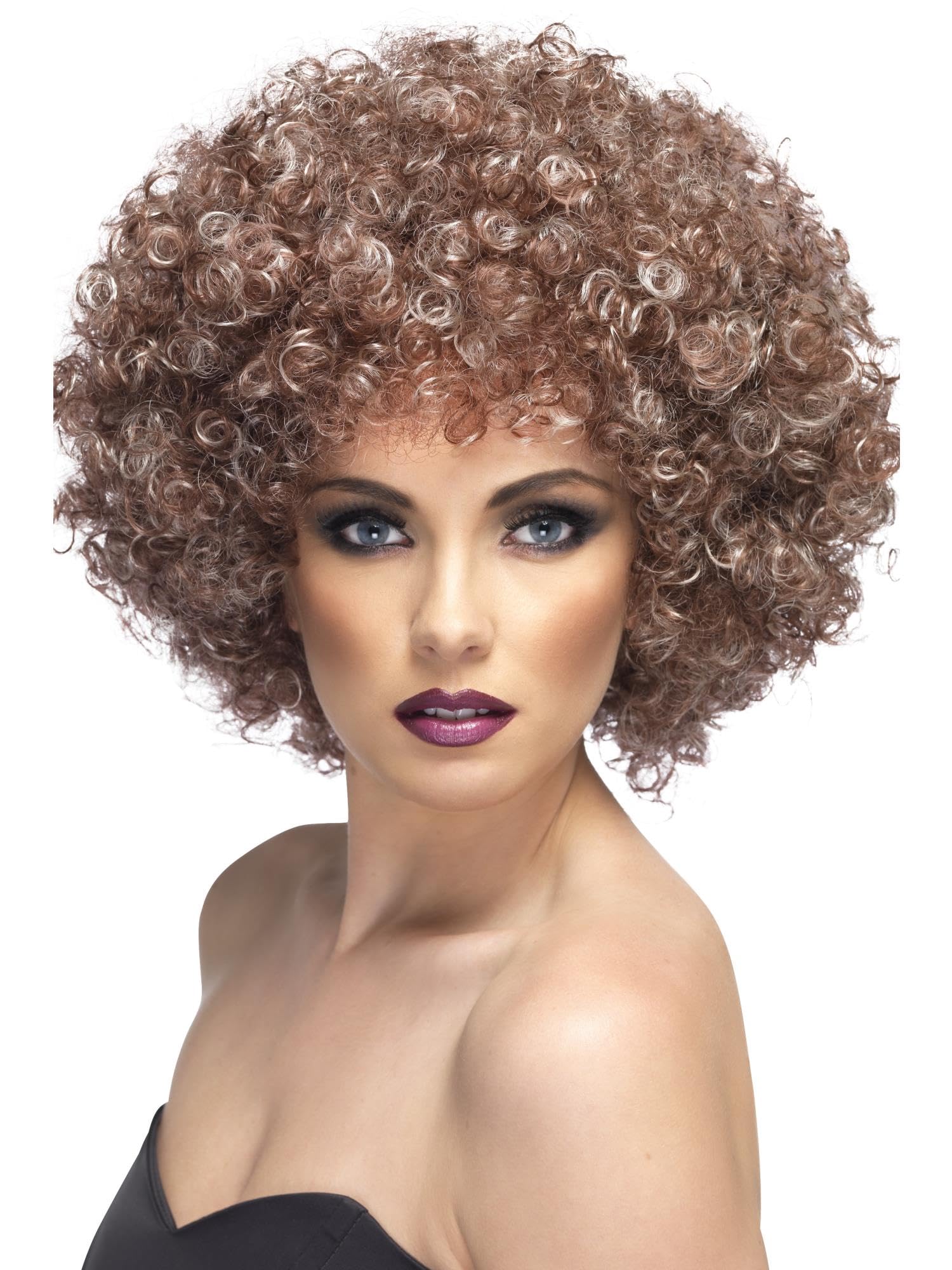 Smiffys Afro Wig, Blonde & Brown , 1970's Disco Fancy Dress, Adult Dress Up Wigs Halloween
