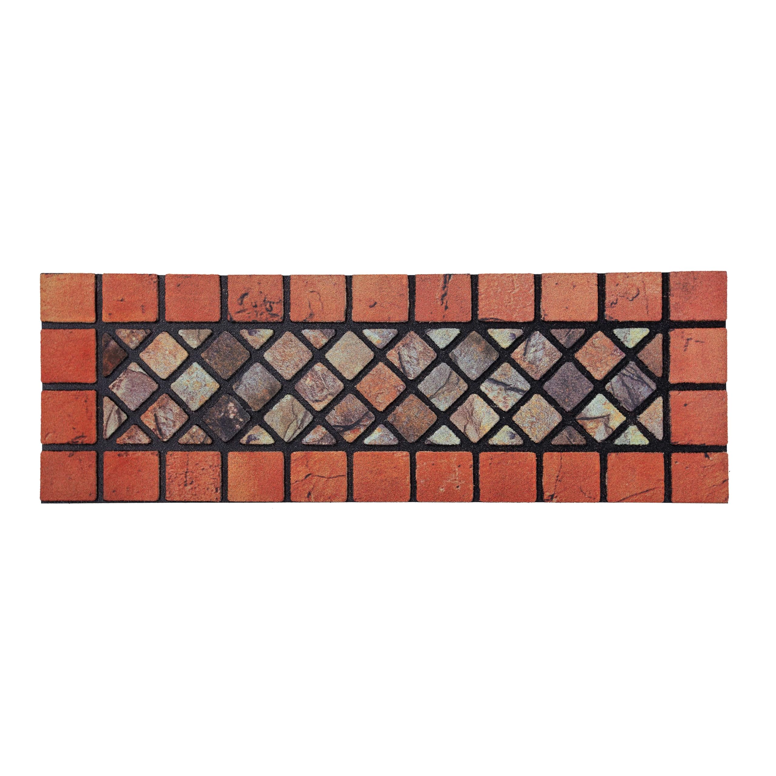 Nicoman Tile Heavy Duty Boot Scraper Doormat, Non-Slip Anti-Fatigue Eco-Friendly Rubber Indoor/Outdoor Door Mat, Narrow (75x25cm), Red Border — image 1