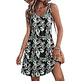 HOTOUCH Women's Casual Sundress with Pockets Summer Beach Dress Floral T-Shirts Dress V Neck Loose Tank Dresses