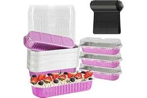 BAKINGPAK Mini Loaf Cake Pans With Lids, 30PCS 6.8OZ 200ML Disposable Aluminum Ramekins Mini Aluminum Pans with Lids Mini Cake Pans With Lids Individual Cake Pans Gifts for Wife Wedding Party,Pink