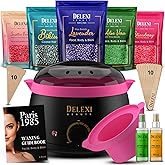 DELEXI Premium Waxing Kit for Women & Men – Painless Hard Wax Beads for Coarse Hair, Smart-Heat Wax Warmer (No Burns), 41-Piece Set for Brazilian, Bikini & Face – Resultados de Salón en Casa