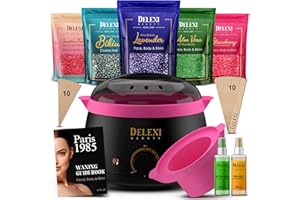 DELEXI Premium Waxing Kit for Sensitive Skin – Painless Hard Wax Beads, Safe Wax Warmer, Pre/Post Care Spray, Salon-Grade Results at Home for Face, Bikini, Brazilian & Full Body