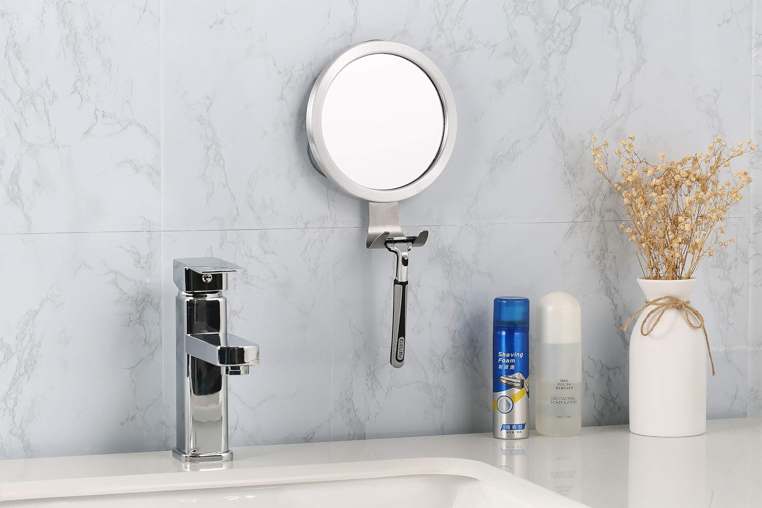 Ettori Fog-Free Shower Mirror Bathroom Fogless Shaving Bathtub Power Lock Suction: Kitchen & Dining