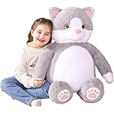 IKASA Giant Cat Stuffed Animal Plush Toy,30" Large Kitten Cute Jumbo Soft Toys, Huge Big Size Fluffy Plushy Fat Oversized Plushie,Gifts for Kids
