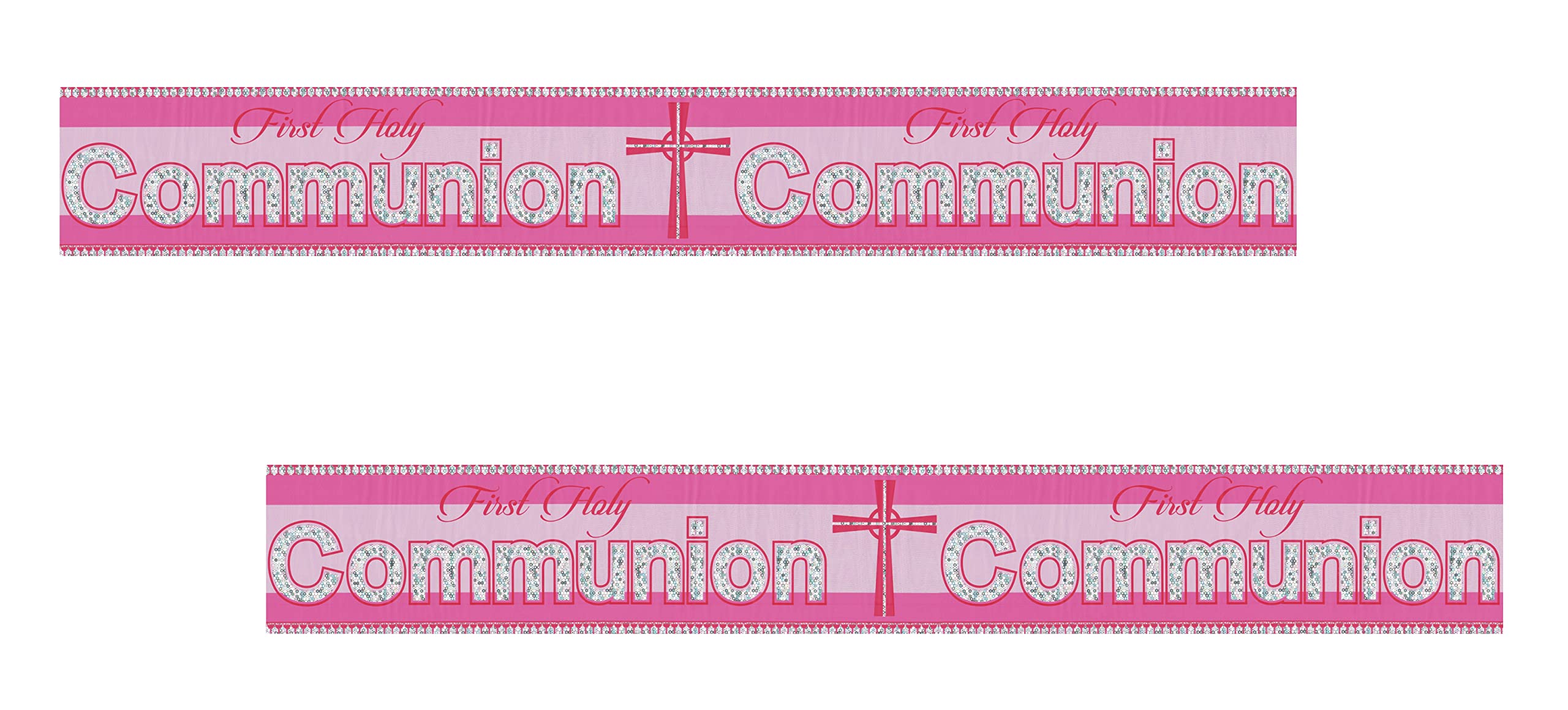 Party Angels 2 PACKS of Communion Pink Girl Banner / First Holy Communion Pink Female Party Banner Decorations