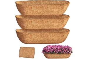 JQUZPCV 36 inch 3 Pack Trough Coco Liners, Natural Coconut Coir Fiber for Wall Basket Planters, Window Box Liners, Garden Planter Baskets, Fence Flower Baskets (3 Pack, 36 inch)