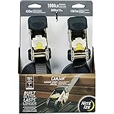 Nite Ize CamJam Ratchet Strap System - Easy-Release Patented Lever Pawl - Tie Down Straps &amp; Ratchet with Adjustable Positioning for Varied Configurations - 1000 lb Working Load Limit - Large (2 Pack)