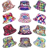12 Pack Retro 90s Bucket Hats - Funny 80s 90s Party Hats, Packable Sun Caps for Women & Men, Colorful Fisherman Hats for Hip Hop, Birthday, Wedding, Graduation, Rave, Outdoor Activities