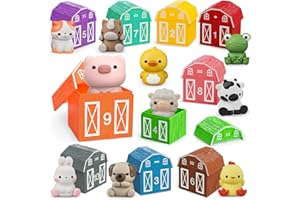 AUROTOPS Learning Toys for 1 2 3+ Year Old Toddlers, 20pcs Farm Animals Barn Toys Finger Puppets for Kids,Montessori Counting Matching & Color Sorting Toy Set,Easter Christmas Birthday Gift for Baby Boys Girls