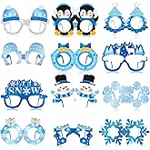 Harrycle 36 Pcs Winter Party Favors Snowflake Paper Eyeglasses Winter Wonderland Party Decorations Photo Booth Props for Christmas Holiday Baby Shower Birthday Supplies