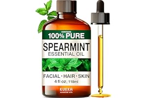 KUKKA ESSENTIAL OILS KUKKA Spearmint Essential Oils - 4 Fl Oz - for Hair, Skin, Diffuser, Aromatherapy & DIY Soap Making Scent