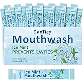 Mouthwash Travel Size, Alcohol-Free Mouthwash, Portable, Fresh Breath, Mini Packets, 30 Count, Ice Mint